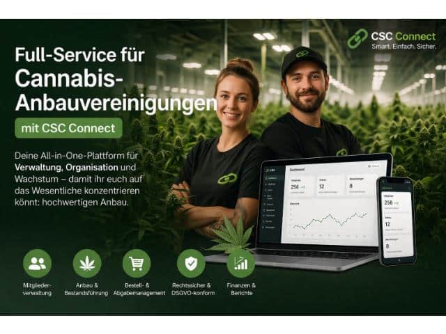 Full-Service für Cannabis-Anbauvereinigungen mit CSC Connect