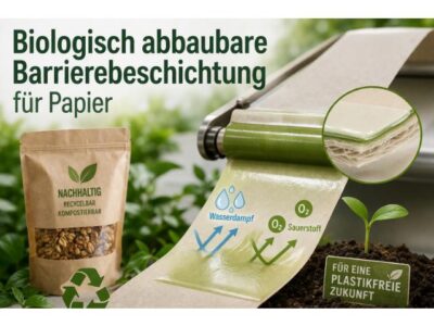 Biologisch abbaubare Barrierebeschichtung für Papier