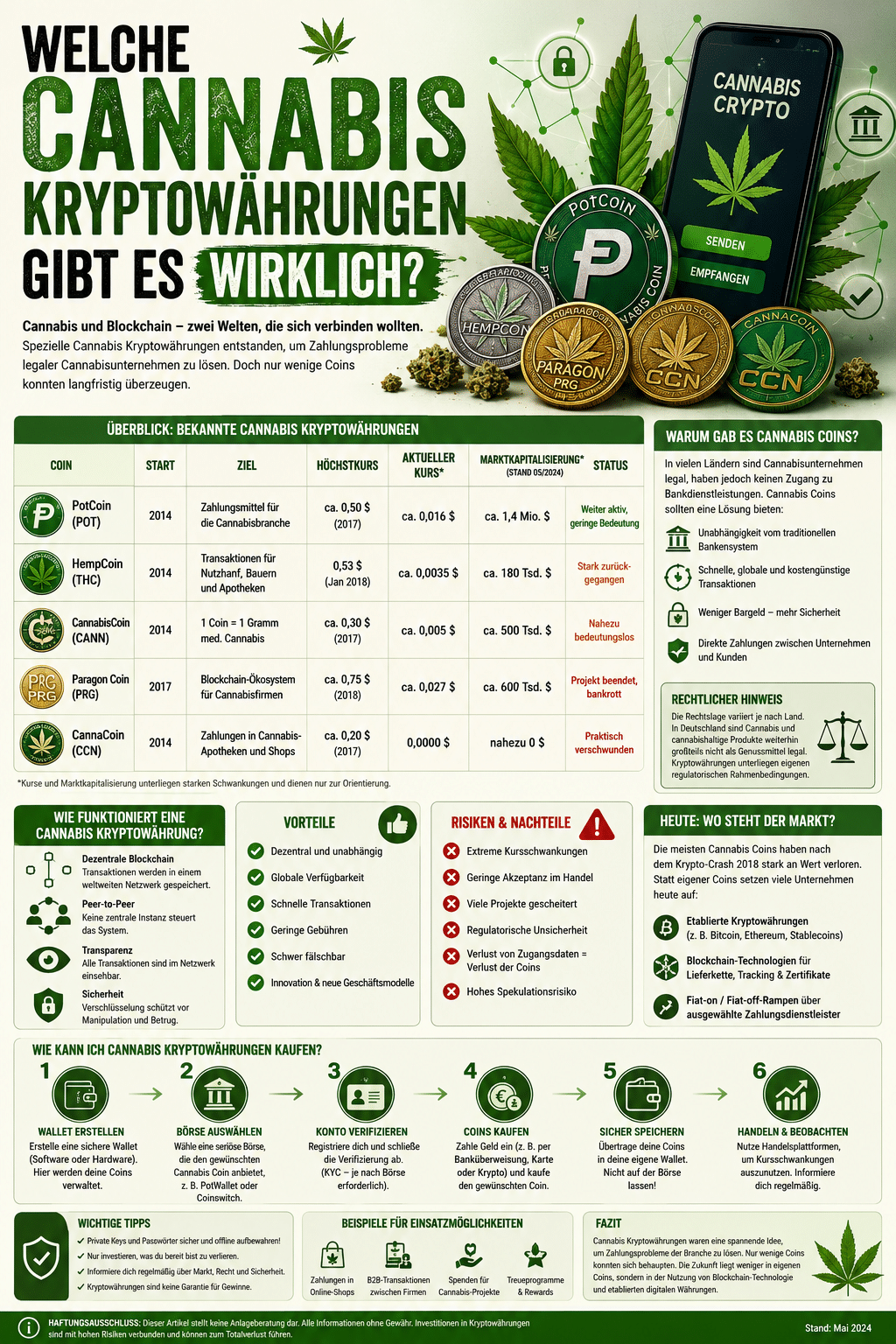 Welche Cannabis Kryptowährungen gibt es wirklich?