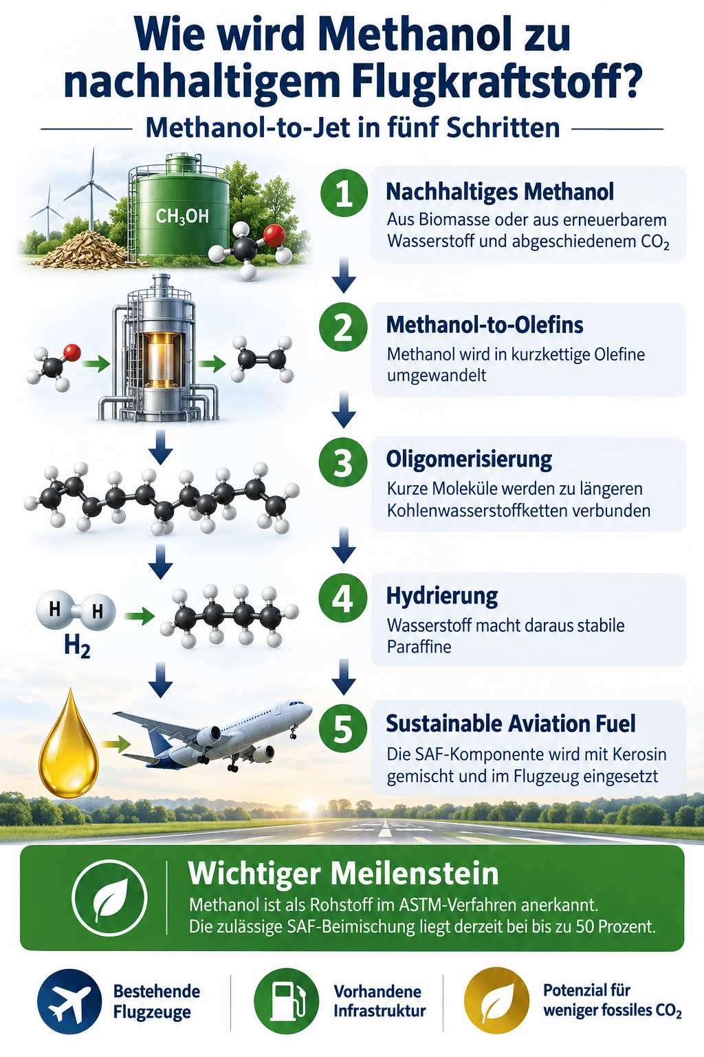 Wie wird Methanol zu nachhaltigem Flugkraftstoff?