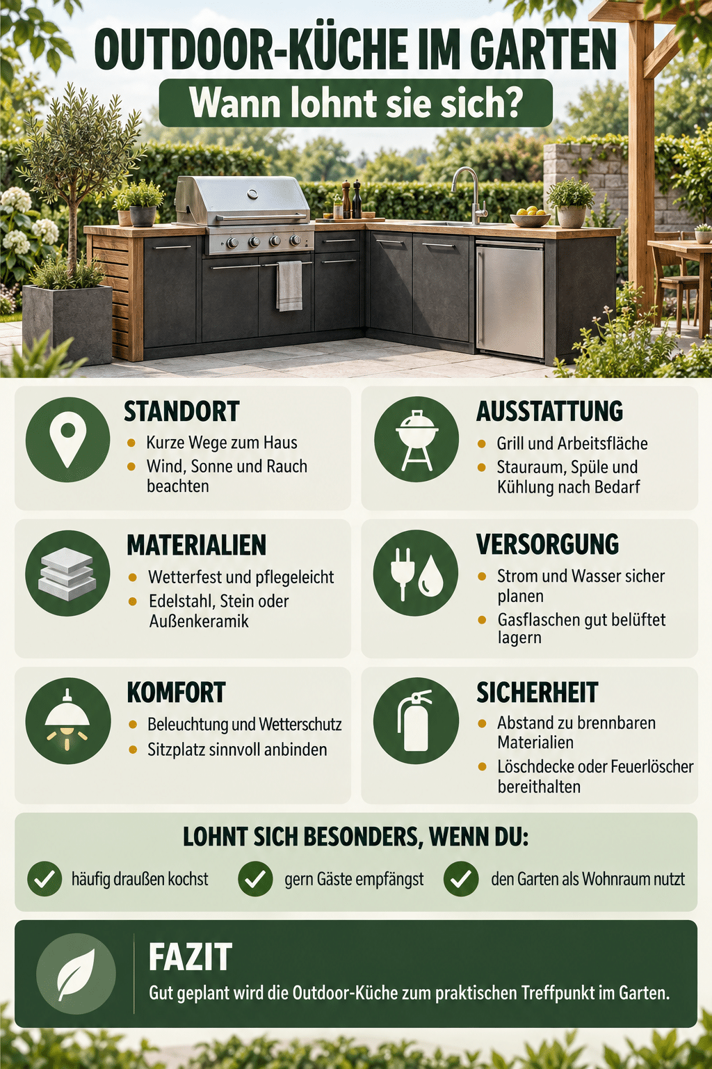 Outdoor-Küche im Garten: Lohnt sich ein fester Platz zum Grillen und Kochen?