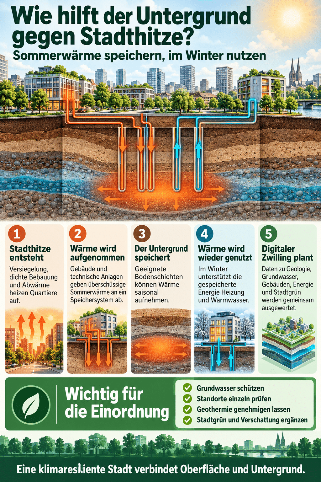 Wie hilft der Untergrund gegen Stadthitze?