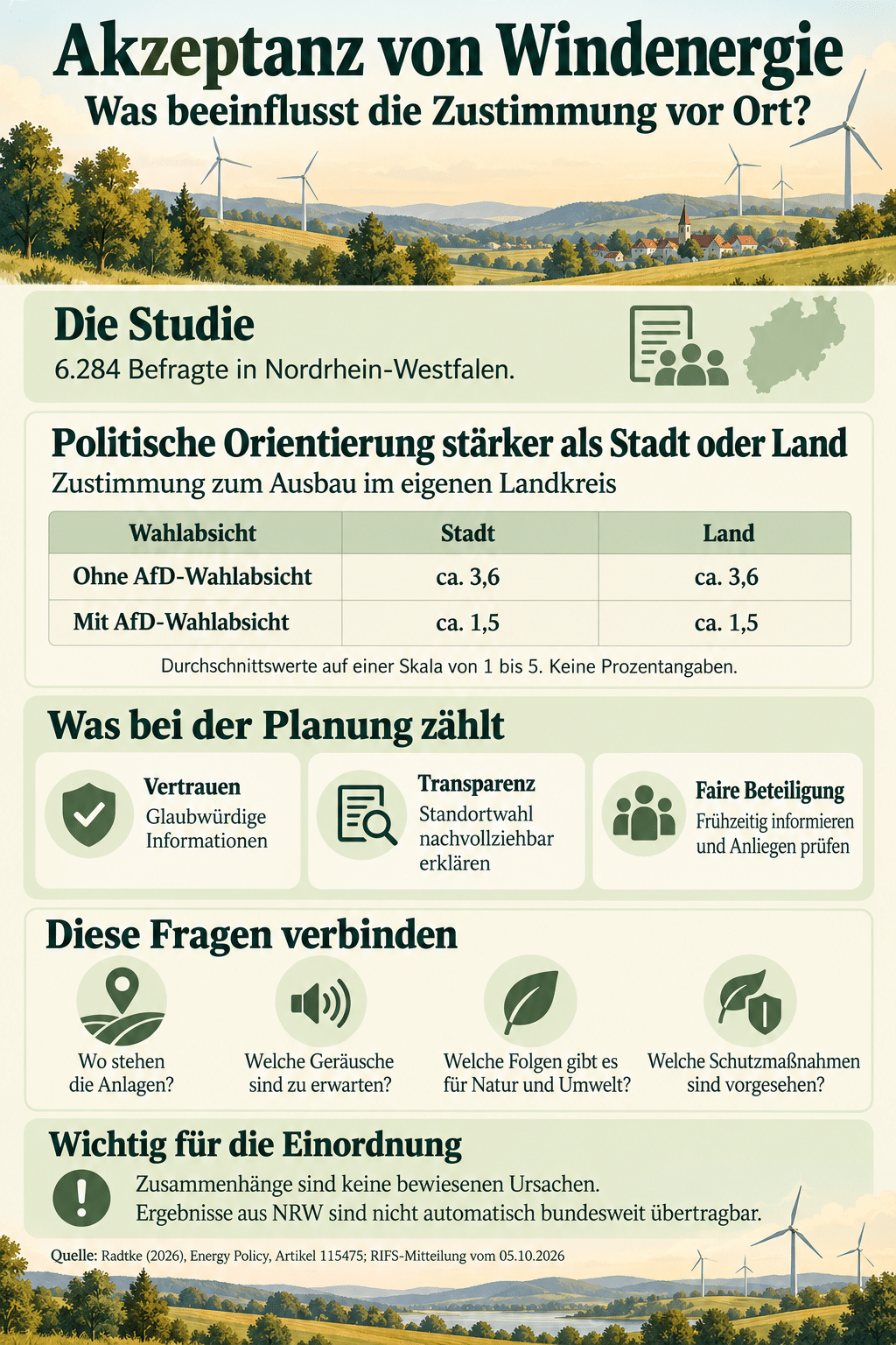 Akzeptanz von Windenergie: Was beeinflusst sie?