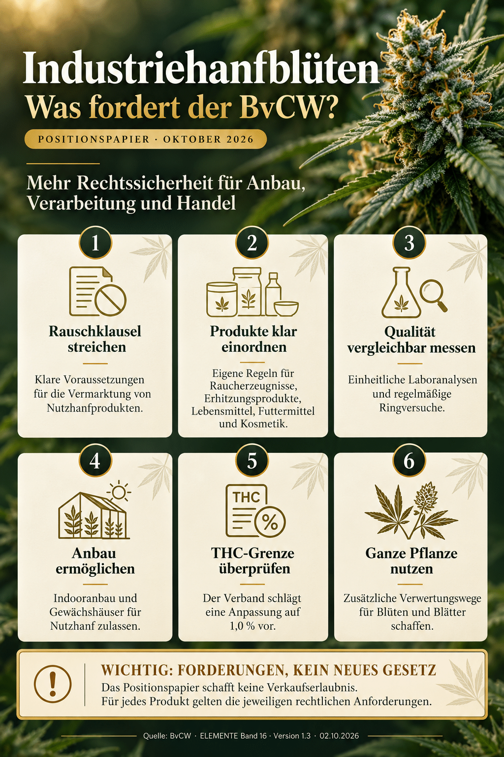 Industriehanfblüten: Was fordert der BvCW jetzt?