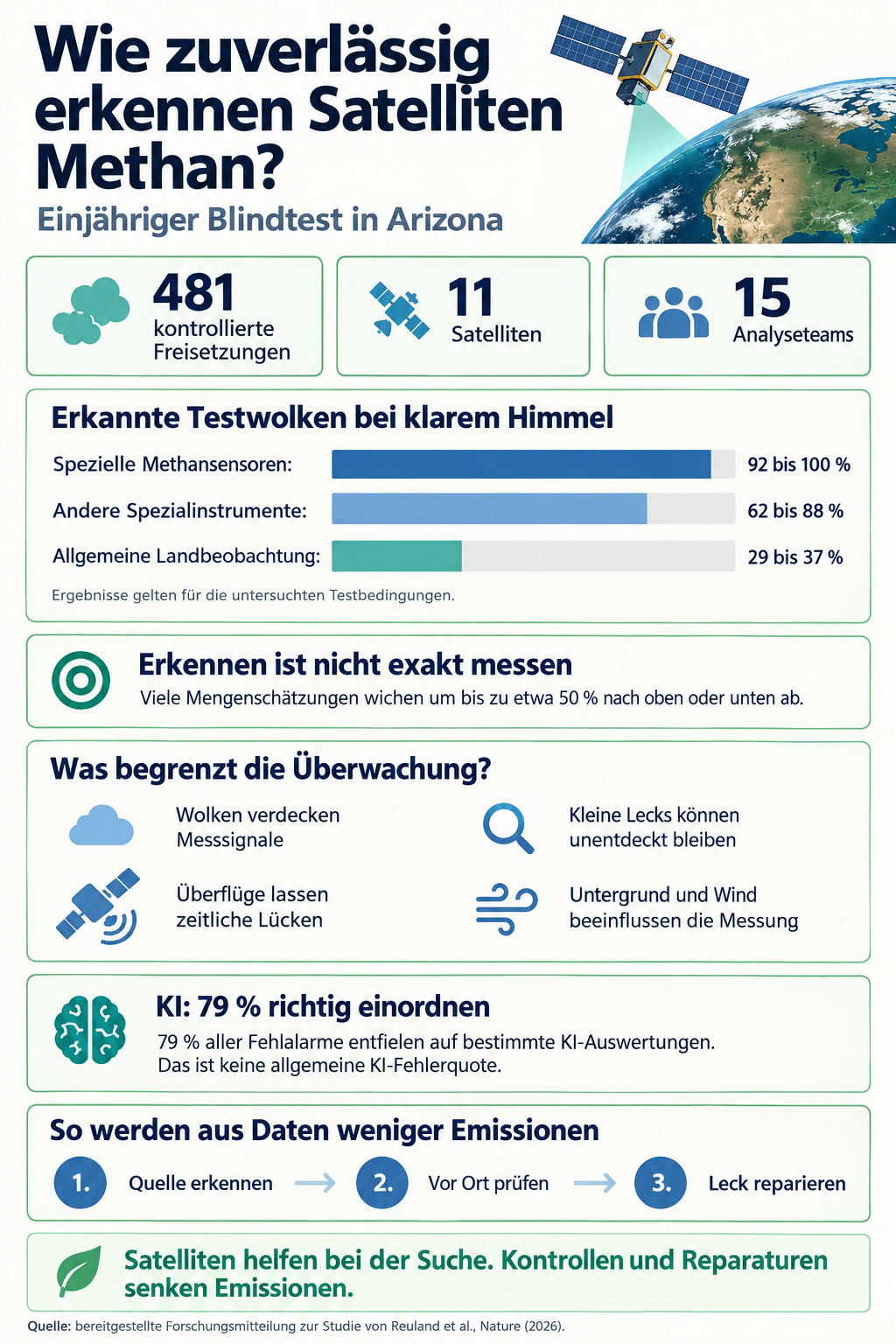 Wie zuverlässig erkennen Satelliten Methan?