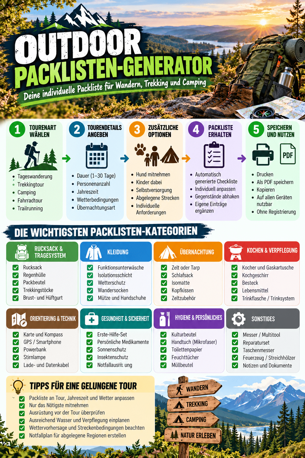 Outdoor-Packlisten-Generator: Was brauchst du für deine nächste Tour?