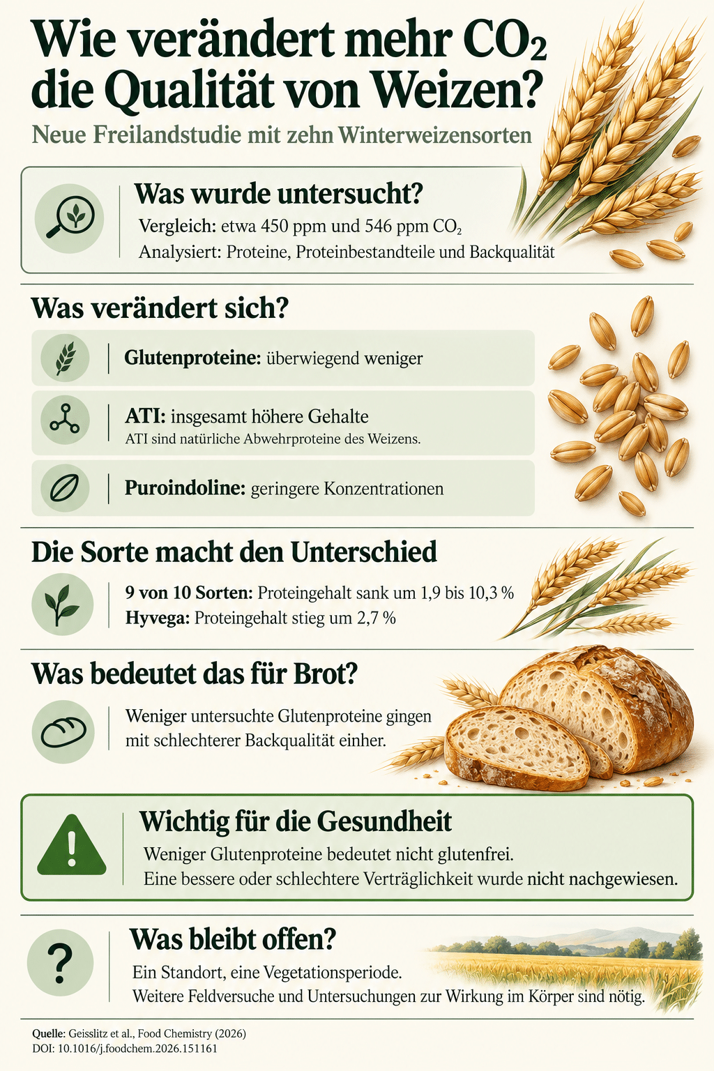 Wie verändert mehr CO₂ die Qualität von Weizen?