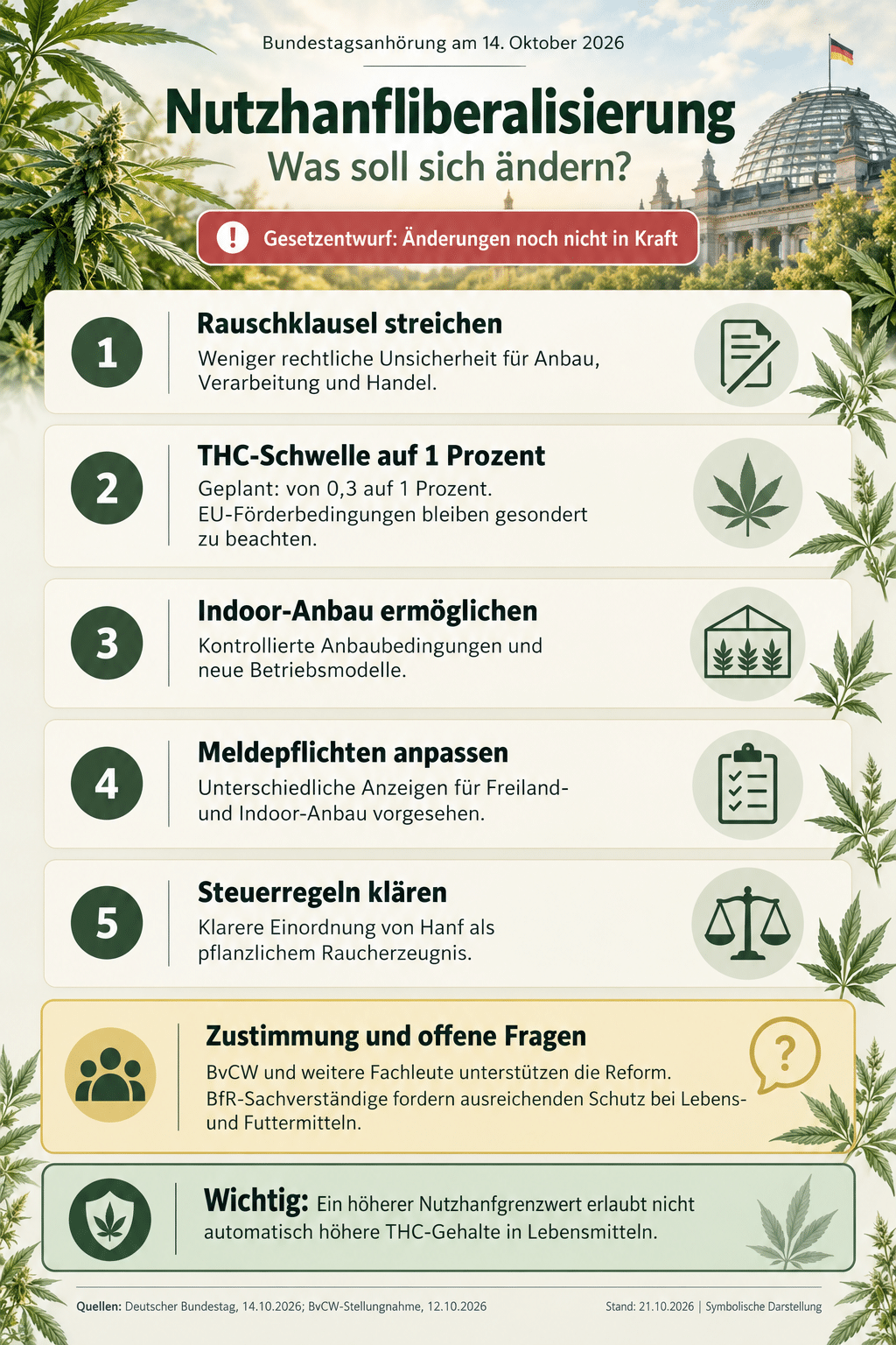 Bundestagsanhörung: Breite Zustimmung zur Nutzhanfliberalisierung